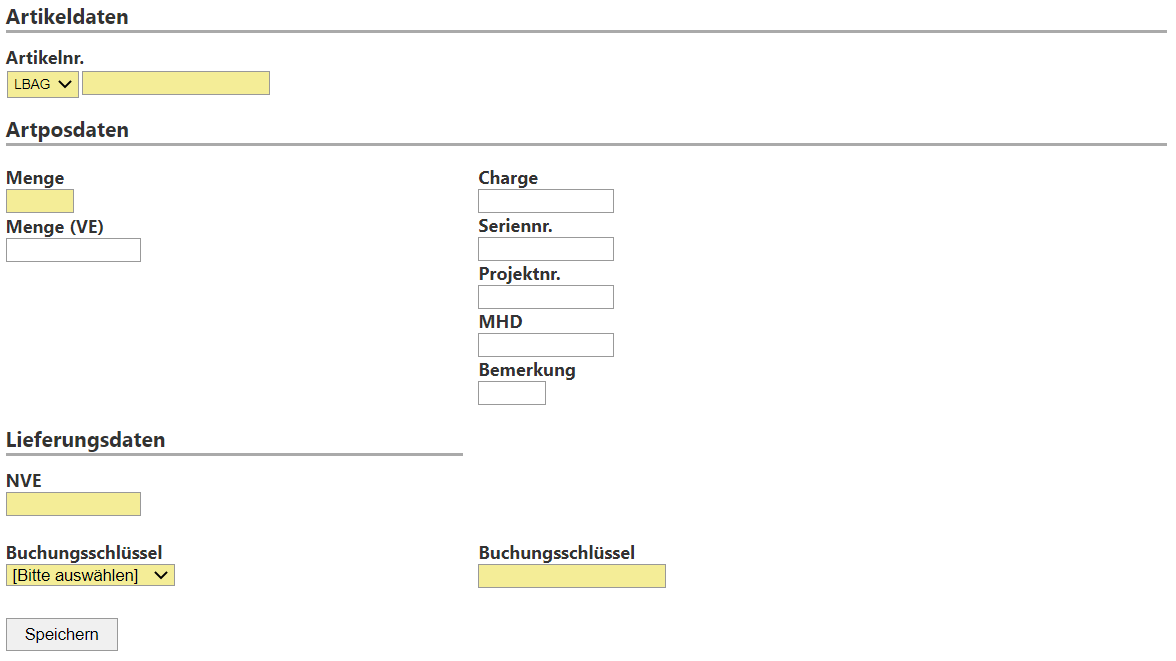 Artikelposition erstellen